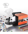 Industrial Grade Electric Dynamic Crimping Machine Featuring Slick Automatic Cold Press Terminal Pliers on metallic surface with wire terminals.