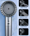 Filtered Shower Head With Handheld, Four In One Spray Modes, Built In Filter For Hard Water, Chlorine Removal And Power Wash, Matte Gray