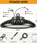 Ultra Bright 240W UFO LED High Bay Light With Dimmable Remote, 36,000 Lumens, 5000K Cool White, with power wire and accessories