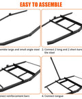 Assembly steps for heavy duty driveway drag harrow for ATV UTV and garden tractors 74 inch wide tow behind harrow with 35 inch length pin style hitch