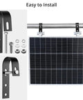 Two Pack Solar Panel Fence Mounting Kit For Balcony And Outdoor Spaces with black brackets and fasteners displayed