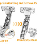 175 Degree Frameless Cabinet Door Hinges With 48mm Concealed Cup Hydraulic Soft Close Adjustable Dampers Nickel Plated Steel Clip-on