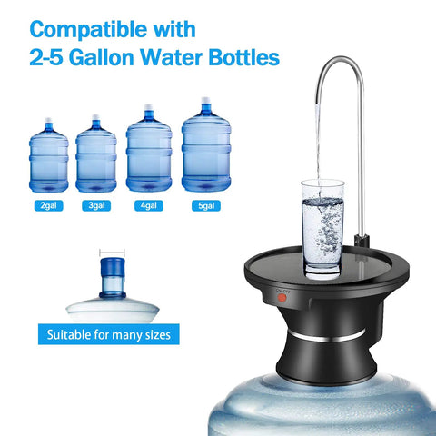 5 Gallon Water Dispenser Pump With Tray, USB Rechargeable, BPA Free, Water Pump For 5 Gallon Jugs, Hands Free One Touch Operation
