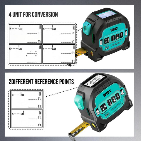 3-In-1 Laser Tape Measure With Cross Line, 196ft Rangefinder, 16ft Auto-Lock Magnetic Tape, Converts Inches Feet Meters And Linear Area Volume For DIY Pros, Woodworking And Construction Layouts, 4 unit conversion display