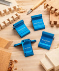 Nail Perfect Joints With This Straight Shooting Dovetail Saddle Square And 1 8 Angle Marking Tool For Hardwoods Solid Aluminum Build Easy Grip Woodshop Must Have Gear, blue aluminum squares laid out with wooden pieces.