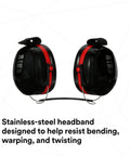 Optime 105 Behind the Head Earmuffs With 29 dB NRR, Built Tough Stainless Steel, Soft Foam Cushions, E A Rfit Compatible, side view