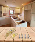 Double Ball Tension Roller Catch Latch For Cabinet Doors on wooden surface with screws, adjustable solid brass in gold tone, 60mm