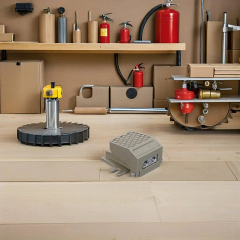 Heavy Duty Built To Last Pneumatic Foot Pedal Switch With High Sensitivity And Easy Installation Iron Construction For Workshop And Industrial Automation Durable Foot Control Valve For High Volume Pneumatic Systems. Gray iron pneumatic foot pedal switch with dual ports on workshop floor
