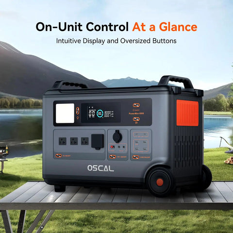 Massive Portable Power Station With LiFePO4 Battery And 6000W AC Output Solar Generator on unit control, intuitive display.