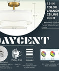 Dope Gold Drum Ceiling Light Fixture, Semi Flush Mount LED Lamp With 15 Inch Brass Drum Shade, color temperature options displayed