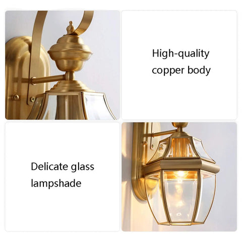 High-quality copper body detail of Retro Copper Wall Sconce Top Shelf All Metal Casting Dry Rated For Bedrooms Hallways And Porches.