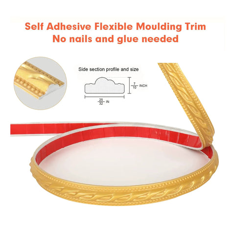 Flexible 3D Molding Trim Peel And Stick Self Adhesive Wall Edging Strip 0.78 Inch Wide By 16.4 Feet Long gold roll