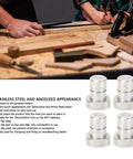 4Pcs 3/4 Inch Stainless Steel Bench Dogs Hold Boards Dead Tight In 19mm Workbench Holes With Flat Sides And No Wiggle Grip For Solid MFT Tabletop Clamping And Shop Builds on wooden workbench.