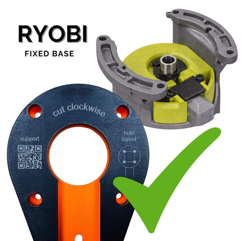 Circle Jig For Trim Routers Precise Circular Cutouts From 1.6 In To 37 In with Ryobi fixed base displayed.