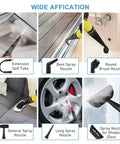 Handheld Steam Cleaner Powerhouse With 1050W Heat And Heavy Duty, pressurized steam with 9 accessory nozzles shown in use