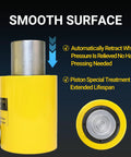 Close-up of 20 Ton Hydraulic Cylinder Jack, Heavy Duty Porta Power Ram With Hand Pump showing smooth metallic surface and features.