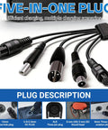 Five-in-one plug for 54.6V 1.6A lithium battery charger for 48V 13S e-bike systems, showing various connector types.