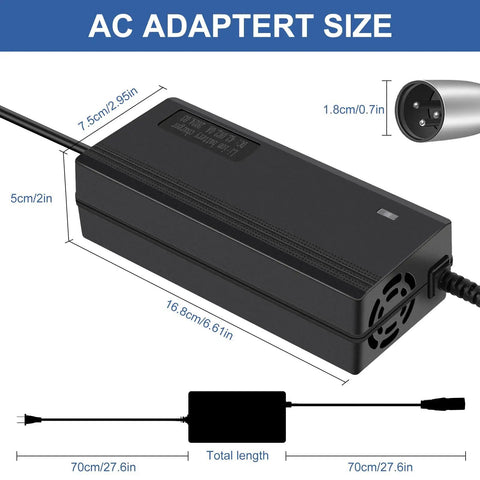 42V 2A Charger With Male 3 Pin XLR Connector For 36V Lithium Battery Packs Fast Reliable Wall Mount Power Adapter Works With E300 Mini Dirt MX650 MX500 MX650 GT750 S1000 S600 Ezip E1000 GoGo And Similar 36V Ride On Batteries