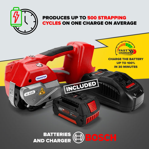 Battery Powered Premium Industrial Strapping Tool For Three Quarter Inch PET And PP, Beastly High Speed with Bosch battery