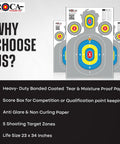 Extra Large Silhouette Targets For Shooting Range 23 By 34 Inch High Visibility Paper Targets Anti Glare For Rifle Pistol BB And Pellet Guns 20 Pack Gray displayed with features list.