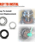 Rear Axle Shaft Wheel Bearing Inner Spacer And Oil Differential Seal Kit For Titan 2004-2007, Frontier 2005-2017, Xterra 2006-2015 Direct Replacement For 43252-7S200 And 43070-7S200 Heavy-Duty Auto Repair Set components displayed with installation view
