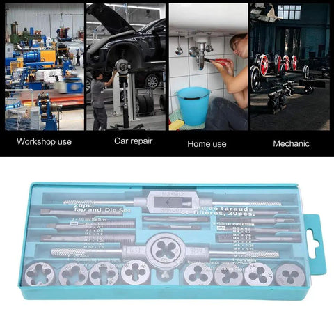 Gototop Heavy Duty Tap And Die Set For M3 To M12 Metric Threads, Alloy Tool Steel Threading Kit Includes Wrenches With Clear Size Markings In Plastic Case For Car Auto Repair And Workshop Hacks, set in blue case
