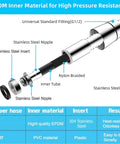 Cross-section view of Extra Long 118 Inch Stainless Steel Shower Hose for Handheld Showers, highlighting G1/2 connector and inner EPDM material.