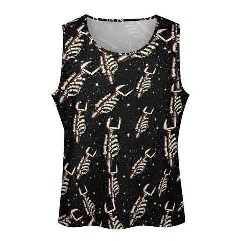 United States Flag Workout Tank Top For Men Lightweight Sleeveless Muscle Shirt Moisture Wicking Polyester Gym Fit With Comfy Stretch Material For Dope Grinds And Heavy Lifting Sessions featuring a skeleton design.