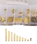 Do It All M2 Brass Standoff Screw Nut Kit 270Pcs With Male And Female Hex Heads, Assortment In 3mm To 25mm Lengths For Electronics, PC Builds, And Motherboard Projects, Easy Install. brass standoff kit in organizer box with assorted lengths