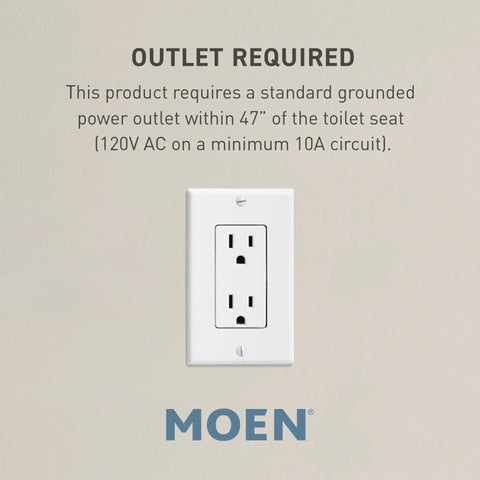 Image showing the outlet requirement for Elongated Electric Bidet Toilet Seat No Fuss With Dual Nozzles For Front And Rear Cleaning.