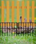 No Dig Yard Fence Border Kit 10 Pcs Upgraded One Point Two Six Inch Gap Decorative Fence for Rabbits and Dogs installed on grass