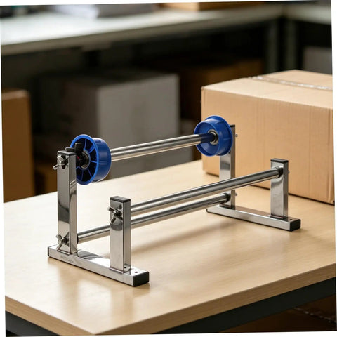 Manual Roll Film Dispenser For Stretch Wrapping Film And Cargo Packaging Supplies, lightweight steel frame on table