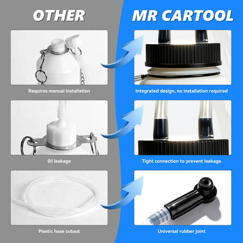 MR CARTOOL brake bleeder bottle with magnet mount and 66cm oil suction hose, front view