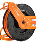 Retractable Air Hose Reel With 100 Foot Rubber Hose Three Eighths Inch 300 Psi Max Auto Rewind Five Foot Lead In