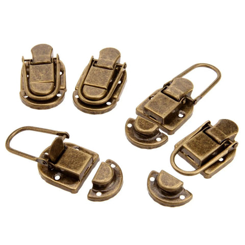 Vintage Bronze Key Hasp Lock Set 5Pcs Antique Hasp Latch Catch Clasp With Screws 60x34mm for boxes and crafts