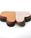 Top Tier Handmade Leather Heart Bookmarks Six Piece Set Soft Pu Leather Page Markers With Tight Stitching designed for serious readers, showing colorful heart shapes.