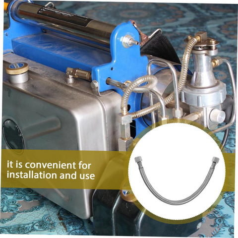 Heavy Duty One Quarter Inch By Fifty Foot Air Compressor Hose With Pneumatic Fittings in workshop setting