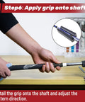 Step 6: Applying grip using All In One Golf Grip Regripping Kit With 5oz Solvent, 15 Grip Tapes, Tape Remover Tool, Hook Blade And Rubber Vise Clamp