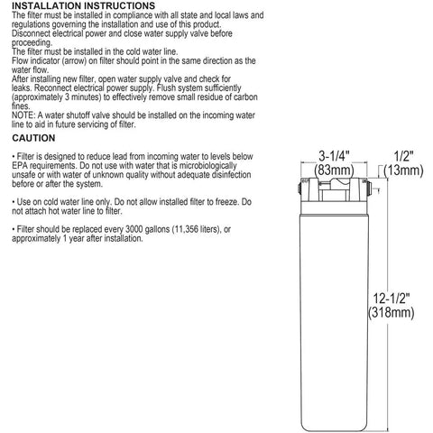 Diagram of WaterSentry Plus Replacement Filter 2 Pack For Bottle Fillers Quick Disconnect Quarter Turn Install Auto Inlet Shutoff