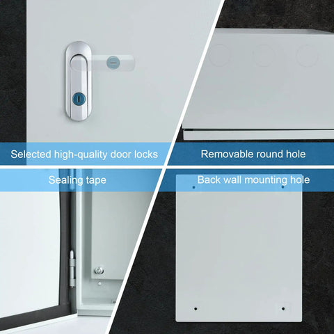 Rugged Heavy Duty Steel Electrical Junction Box For Indoor And Outdoor Use, features selected locks, seal tape, mounting hole.