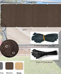 Mocha 12X20 Ft Sun Shade Cloth For Patio And Pergola Breathable Outdoor Shade Fabric With 90 Percent UV Block shown flat with ropes and zip ties