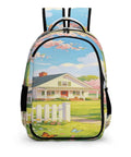 Pinkbreeze Homestead Printed Backpack For Everyday Use Unisex Large Capacity Daypack with colorful homestead scenery design.