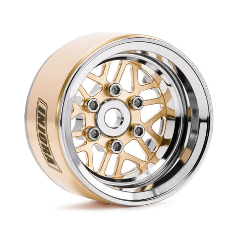 Beadlock ModuWheel Set 1.0 for TRX4M SCX24 RC Crawlers with brass and aluminum construction, polished face featuring replaceable design