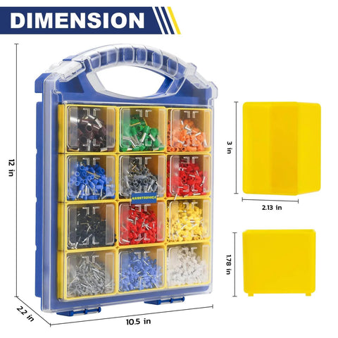 All In One Wire Ferrule Kit With 5000 Pcs Insulated Pin Ends Pro Grade 12 Sizes From AWG22 To AWG7 Tinned Copper Terminals
