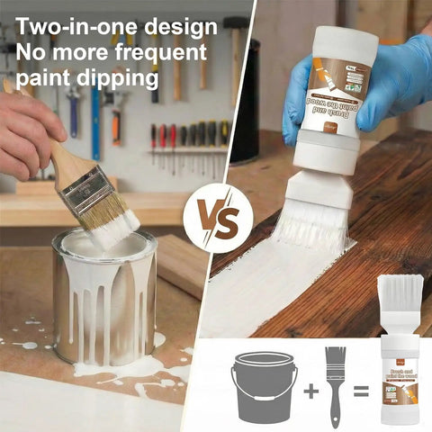 No Sweat White Touch Up Paint For Wood Doors Cabinets And Furniture Built In Brush gliding on wood surface with quick dry formula.