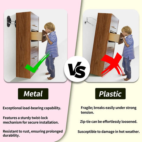 Heavy Duty Anti Tip Furniture Anchors Six Pack Kid Safe Wall Straps For Dresser Stability Earthquake Wall Mount comparison image.