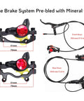 EBike Hydraulic Disc Brake Set With Power Off Sensor 2 3 Pin Compatibility Pre Bleed Levers And Calipers dimensions and hoses