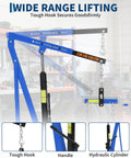 1.5 Ton Hydraulic Engine Hoist With Telescoping Boom Shop Crane For Garage And Warehouse Use 3000 Lb Capacity blue frame