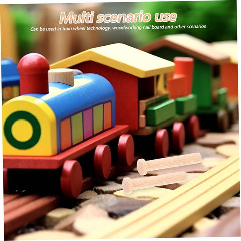 Miniature Wooden T Shaped Pin Nails Set For Crafts And Woodworking 20 Pcs with toy train model for fine detail assembly