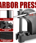 Beefy 1 Ton Manual Arbor Press With Hand Wheel For Desktop Punching, Stamping, Bending And Forming Leather And Metal, close-up view